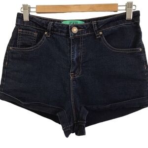 CALI ultra high rise mom jeans shorts stretchy denim dark blue size 9
